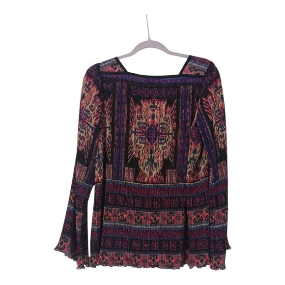 Nanette Lepore Crochet Square Neck Tunic Top Womens Medium Purple Bell Sleeve - Picture 2 of 14